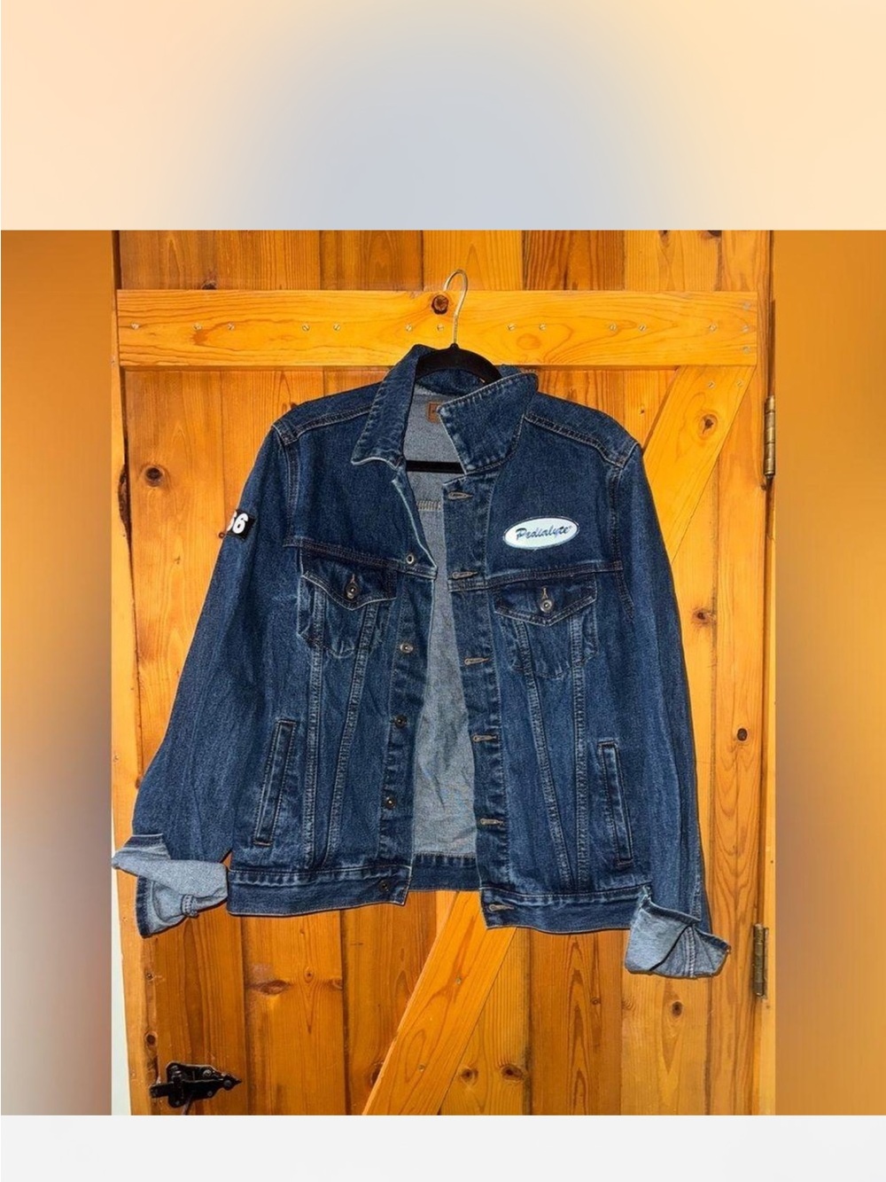 Port Authority Dark Blue Denim Jacket with Patch Detail